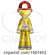 Poster, Art Print Of Yellow Firefighter Fireman Man Standing Facing Forward