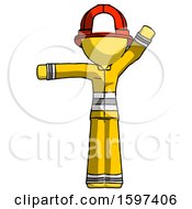 Poster, Art Print Of Yellow Firefighter Fireman Man Directing Traffic Left