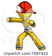 Poster, Art Print Of Yellow Firefighter Fireman Man Martial Arts Punch Left