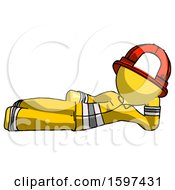 Poster, Art Print Of Yellow Firefighter Fireman Man Reclined On Side