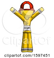 Poster, Art Print Of Yellow Firefighter Fireman Man With Arms Out Joyfully