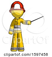 Poster, Art Print Of Yellow Firefighter Fireman Man Teacher Or Conductor With Stick Or Baton Directing