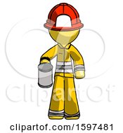 Poster, Art Print Of Yellow Firefighter Fireman Man Begger Holding Can Begging Or Asking For Charity