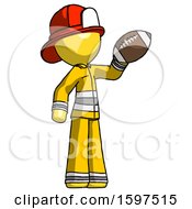 Poster, Art Print Of Yellow Firefighter Fireman Man Holding Football Up