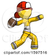 Poster, Art Print Of Yellow Firefighter Fireman Man Throwing Football