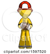 Poster, Art Print Of Yellow Firefighter Fireman Man Giving Football To You