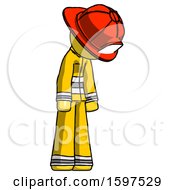 Poster, Art Print Of Yellow Firefighter Fireman Man Depressed With Head Down Turned Right