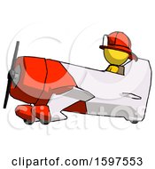Poster, Art Print Of Yellow Firefighter Fireman Man In Geebee Stunt Aircraft Side View