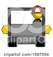 Poster, Art Print Of Yellow Firefighter Fireman Man Driving Amphibious Tracked Vehicle Front View