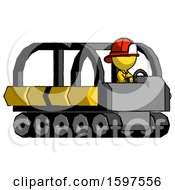 Poster, Art Print Of Yellow Firefighter Fireman Man Driving Amphibious Tracked Vehicle Side Angle View