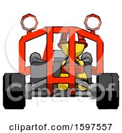 Poster, Art Print Of Yellow Firefighter Fireman Man Riding Sports Buggy Front View