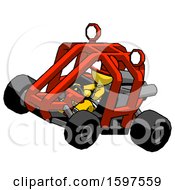 Poster, Art Print Of Yellow Firefighter Fireman Man Riding Sports Buggy Side Top Angle View