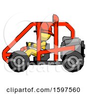 Poster, Art Print Of Yellow Firefighter Fireman Man Riding Sports Buggy Side View
