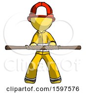 Poster, Art Print Of Yellow Firefighter Fireman Man Bo Staff Kung Fu Defense Pose
