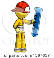 Poster, Art Print Of Yellow Firefighter Fireman Man Holding Large Test Tube