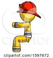 Poster, Art Print Of Yellow Firefighter Fireman Man Sitting Or Driving Position