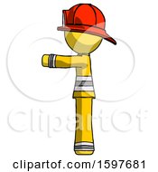 Poster, Art Print Of Yellow Firefighter Fireman Man Pointing Left