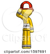 Poster, Art Print Of Yellow Firefighter Fireman Man Soldier Salute Pose