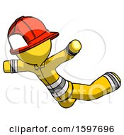 Poster, Art Print Of Yellow Firefighter Fireman Man Skydiving Or Falling To Death