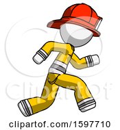 Poster, Art Print Of White Firefighter Fireman Man Running Fast Right