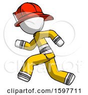 Poster, Art Print Of White Firefighter Fireman Man Running Fast Left