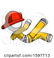 Poster, Art Print Of White Firefighter Fireman Man Falling Backwards