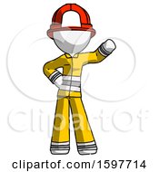 Poster, Art Print Of White Firefighter Fireman Man Waving Left Arm With Hand On Hip