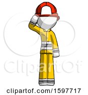 Poster, Art Print Of White Firefighter Fireman Man Soldier Salute Pose