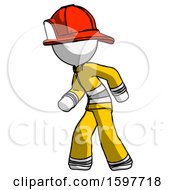 Poster, Art Print Of White Firefighter Fireman Man Suspense Action Pose Facing Left
