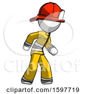 Poster, Art Print Of White Firefighter Fireman Man Suspense Action Pose Facing Right