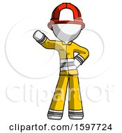 White Firefighter Fireman Man Waving Right Arm With Hand On Hip