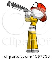 Poster, Art Print Of White Firefighter Fireman Man Thermometer In Mouth