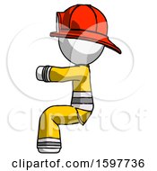 White Firefighter Fireman Man Sitting Or Driving Position