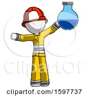 Poster, Art Print Of White Firefighter Fireman Man Holding Large Round Flask Or Beaker