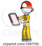 White Firefighter Fireman Man Reviewing Stuff On Clipboard