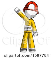 Poster, Art Print Of White Firefighter Fireman Man Waving Emphatically With Right Arm
