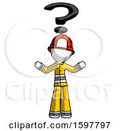 Poster, Art Print Of White Firefighter Fireman Man With Question Mark Above Head Confused