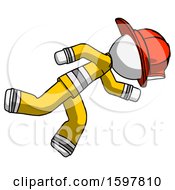 Poster, Art Print Of White Firefighter Fireman Man Running While Falling Down