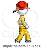 Poster, Art Print Of White Firefighter Fireman Man Walking Right Side View