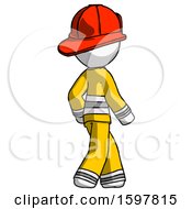 White Firefighter Fireman Man Walking Away Direction Right View