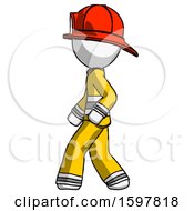 Poster, Art Print Of White Firefighter Fireman Man Walking Left Side View