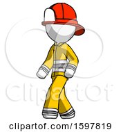 Poster, Art Print Of White Firefighter Fireman Man Man Walking Turned Left Front View