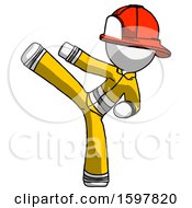 Poster, Art Print Of White Firefighter Fireman Man Ninja Kick Left