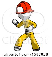 White Firefighter Fireman Man Martial Arts Defense Pose Left