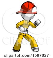 Poster, Art Print Of White Firefighter Fireman Man Martial Arts Defense Pose Right