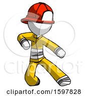 Poster, Art Print Of White Firefighter Fireman Man Karate Defense Pose Right