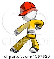 Poster, Art Print Of White Firefighter Fireman Man Karate Defense Pose Left