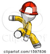 White Firefighter Fireman Man Action Hero Jump Pose