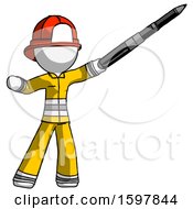 Poster, Art Print Of White Firefighter Fireman Man Demonstrating That Indeed The Pen Is Mightier