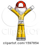 Poster, Art Print Of White Firefighter Fireman Man With Arms Out Joyfully